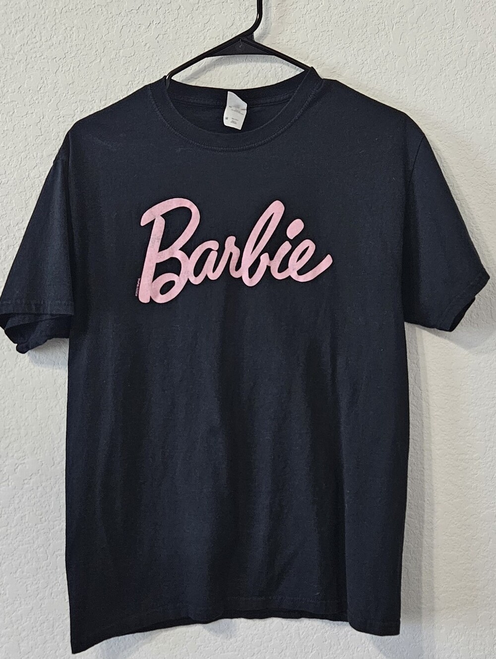 Fruit of the Loom Black Kids T-Shirt with Pink Barbie Script